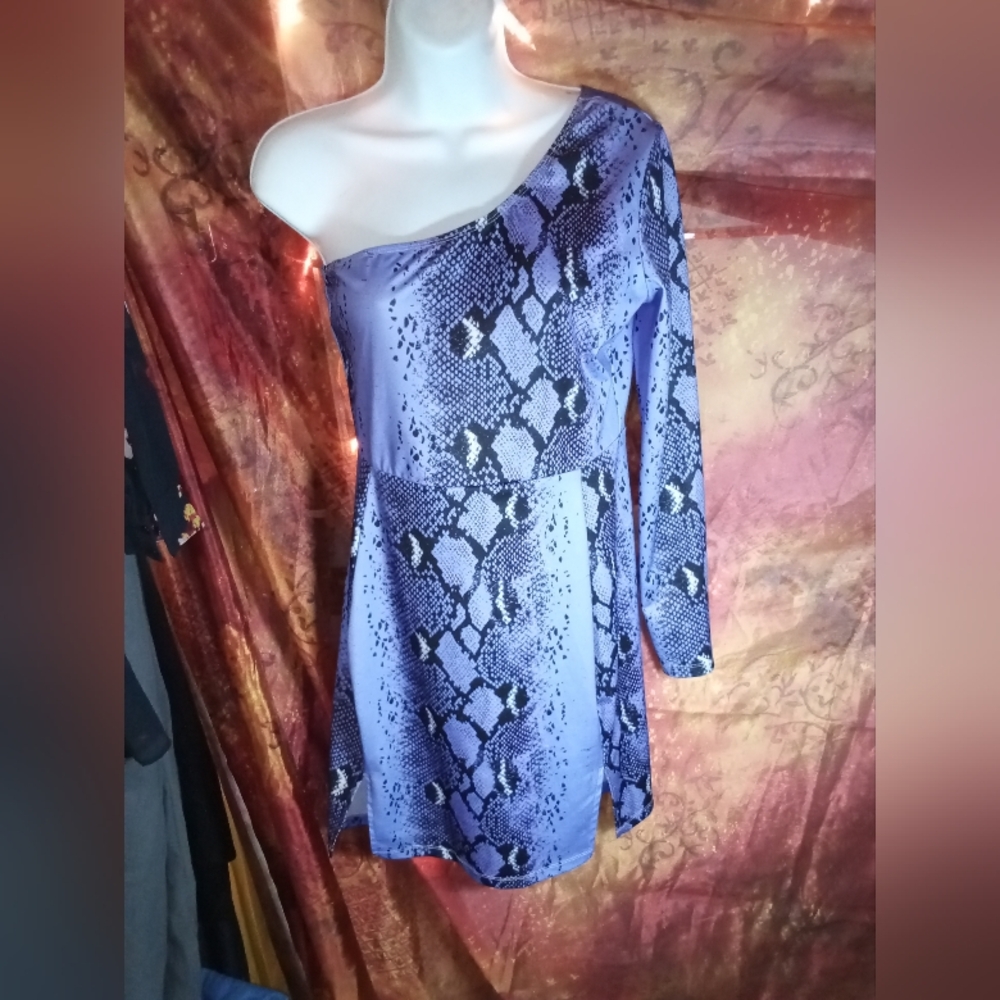 SHEIN One Shoulder Snakeskin Mini Dress